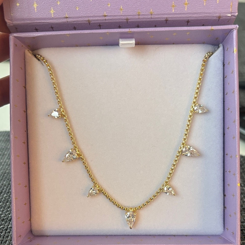 Elegant Gold Necklace with Crystal Accents